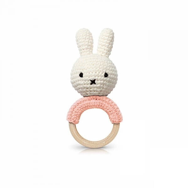 Hochet anneau de dentition Miffy rose pastel