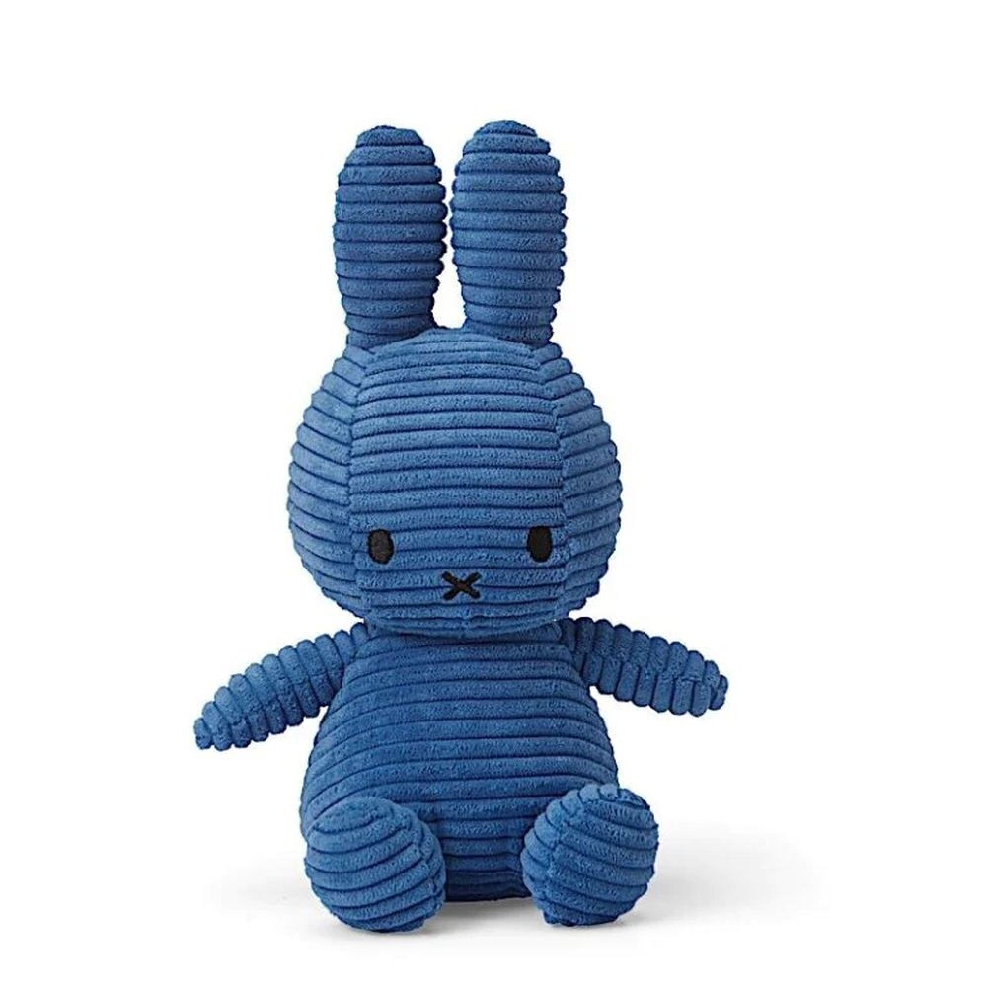 Peluche Miffy Lapin velours cotelé bleu cobalt 23 cm Made in Bébé