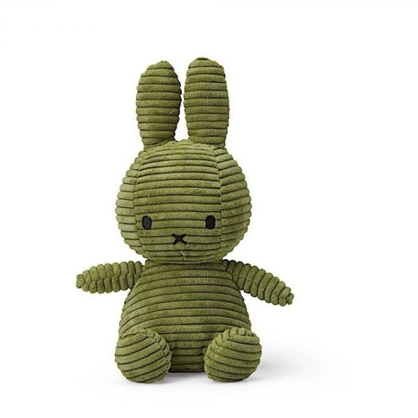 Peluche Miffy Lapin velours côtelé vert olive 23 cm