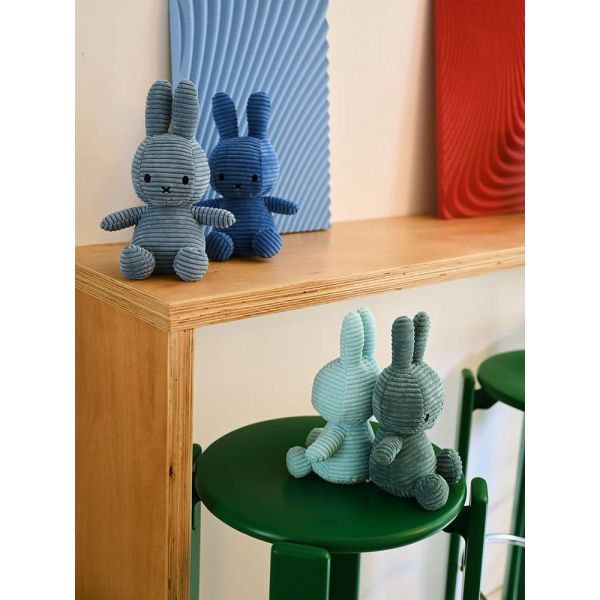 Peluche lapin Miffy velours côtelé éco 23 cm Bleu atlantique