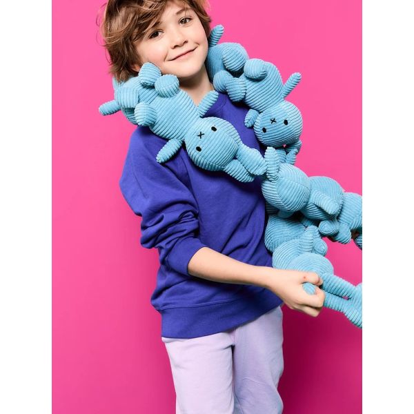 Peluche lapin Miffy velours côtelé éco 23 cm Bleu atlantique