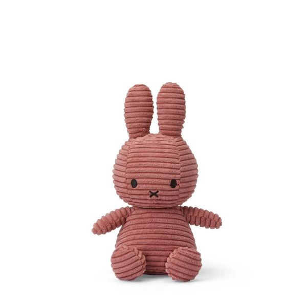 Peluche lapin Miffy velours côtelé éco 23 cm Vieux rose