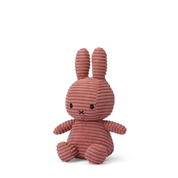 Peluche lapin Miffy velours côtelé éco 23 cm Vieux rose