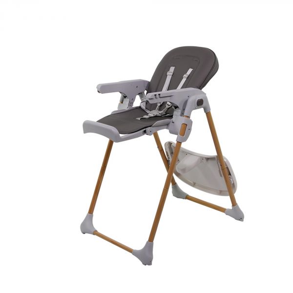 Chaise haute EMMA gris et bois
