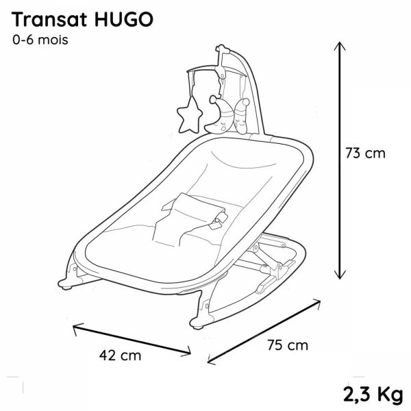 Transat bébé Hugo avec mobile d'éveil