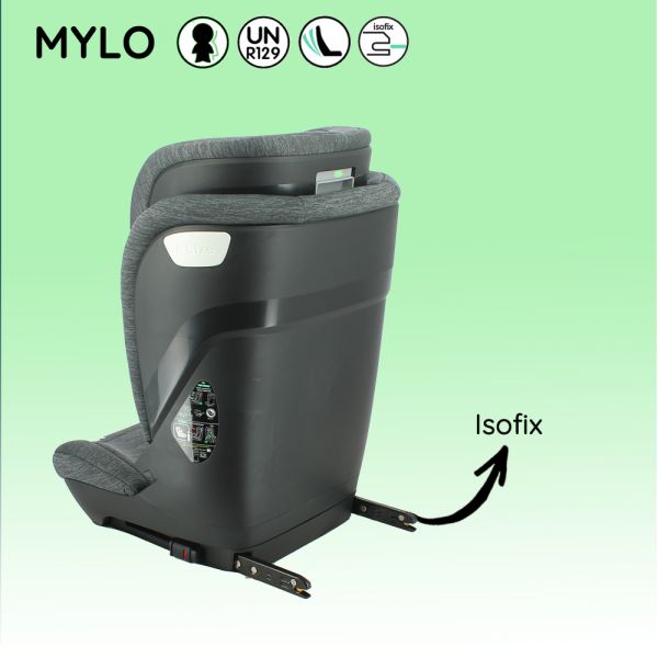 Siège auto MYLO isofix gris 100-150 cm i-Size
