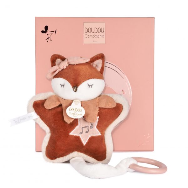 Boîte à musique doudou 16 cm Mina la renarde
