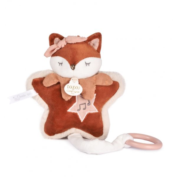 Boîte à musique doudou 16 cm Mina la renarde