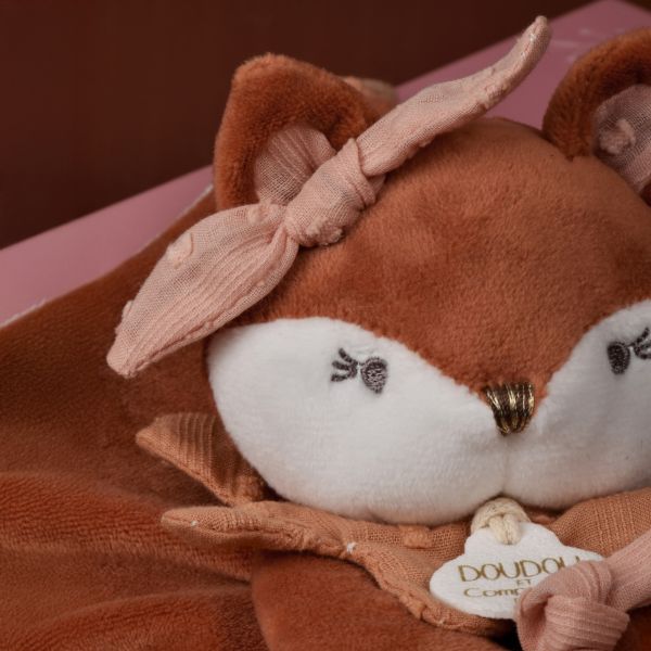 Doudou attache sucette 20 cm Mina la renarde