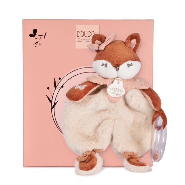 Doudou avec hochet 18 cm Mina la renarde