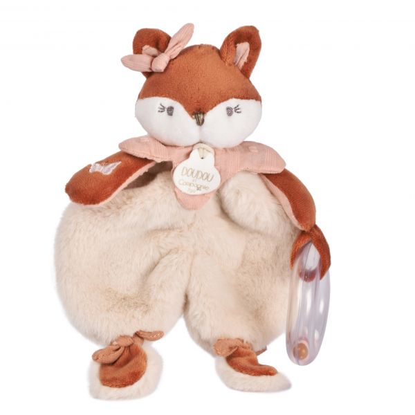 Doudou avec hochet 18 cm Mina la renarde