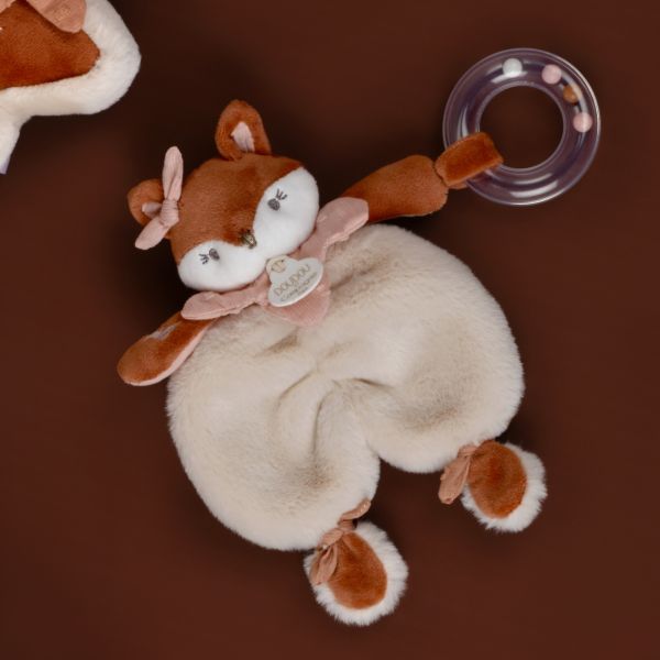 Doudou avec hochet 18 cm Mina la renarde