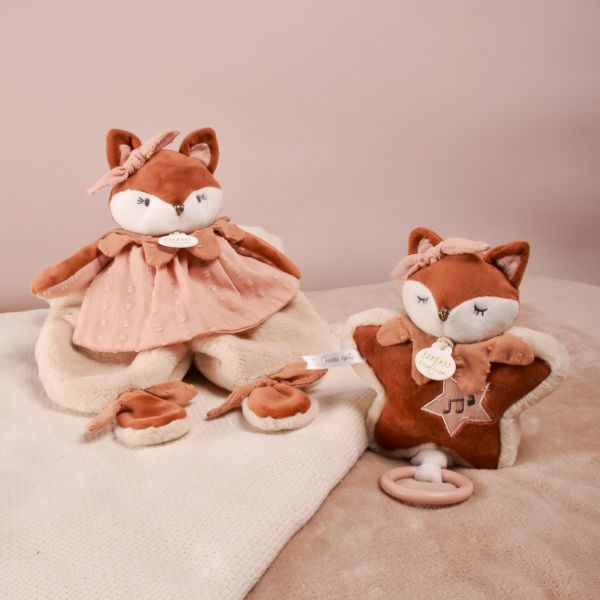 Doudou plat 29 cm Mina la renarde