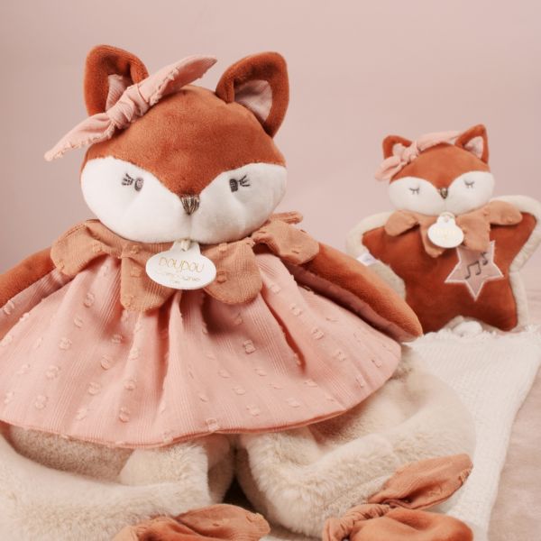 Doudou plat 29 cm Mina la renarde