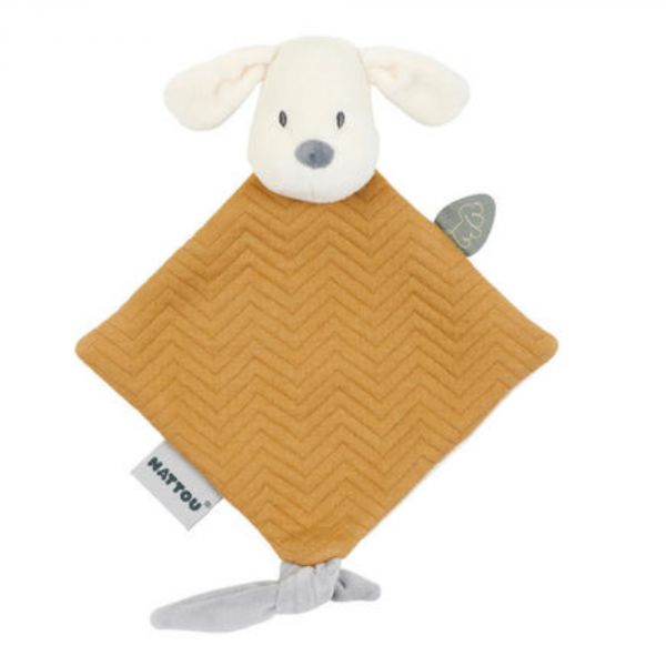 Mini doudou plat Charlie le chien Jacquard Caramel