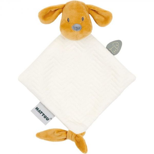 Mini doudou plat Charlie chien Jacquard Vanille