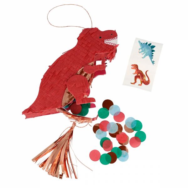 Mini piñata T-Rex avec confettis et tatouages