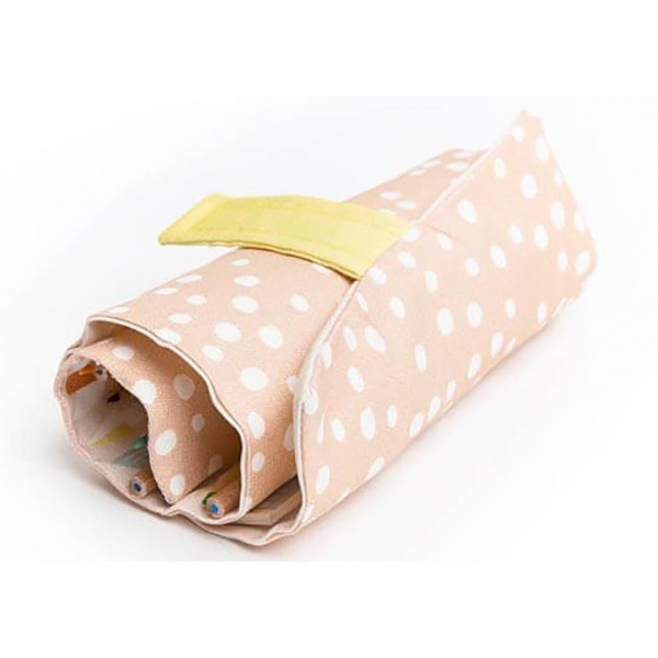 Trousse enroulable en tissu rose poudrée