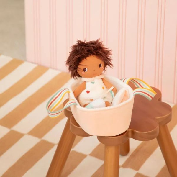 Poupée en tissu 21cm et son couffin Misha