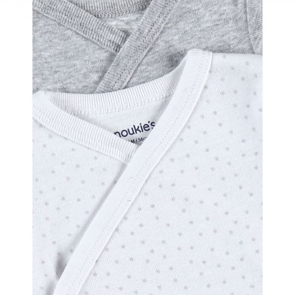 Set de 2 Body croisés manches courtes blanc/gris 0 mois