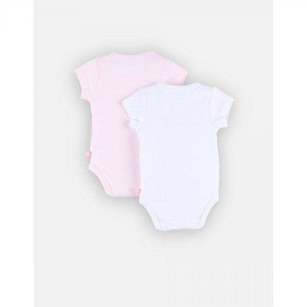 Set de 2 Body croisés manches courtes rose/gris 0 mois