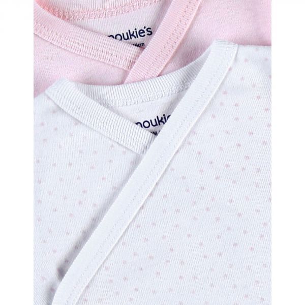 Set de 2 Body croisés manches courtes rose/gris 0 mois