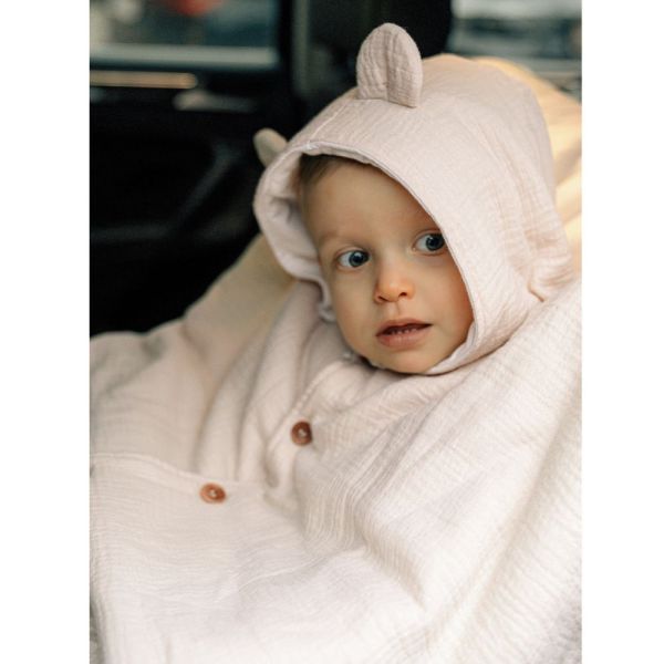 Poncho bébé en mousseline de coton bio Beige