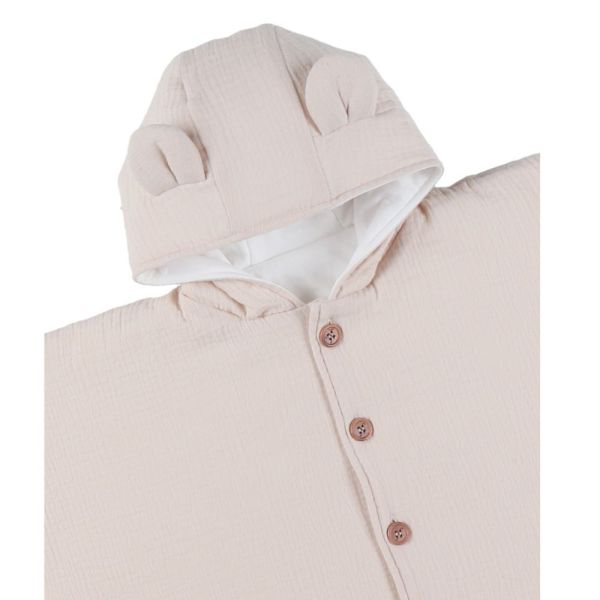 Poncho bébé en mousseline de coton bio Beige