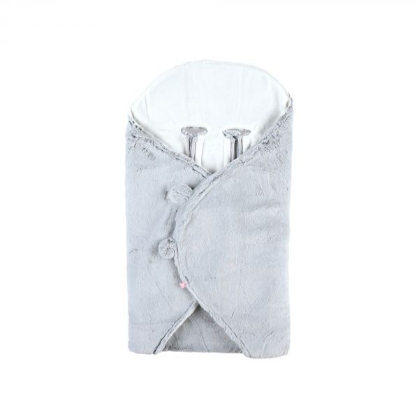 Couverture Nomade Hiver en fausse fourrure gris clair