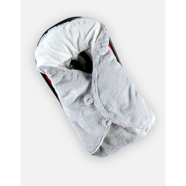 Couverture nomade en fausse fourrure Gris