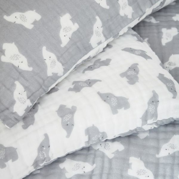 Housse de couette 100x140 cm coton bio gris