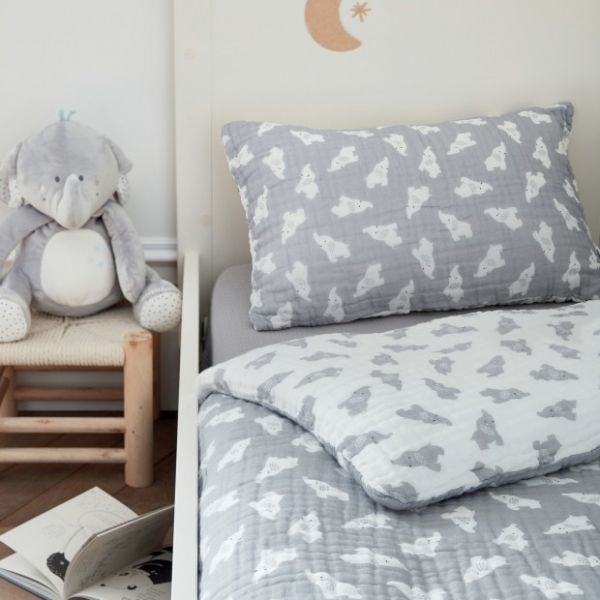 Housse de couette 100x140 cm coton bio gris