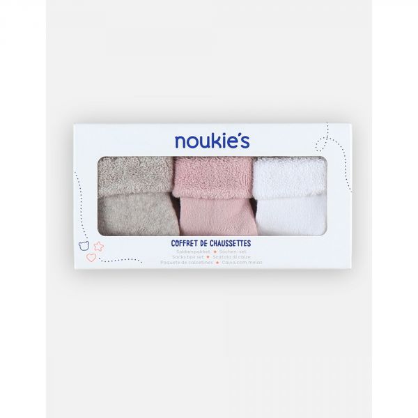 Coffret de 3 paires de chaussette rose blanc et beige T20