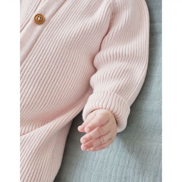 Combi pilote tricot Rose clair  - 12 mois