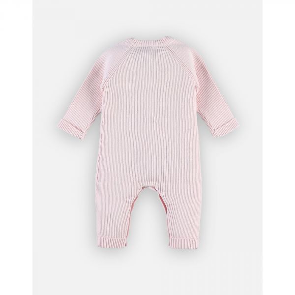 Combi pilote tricot Rose clair  - 3 mois
