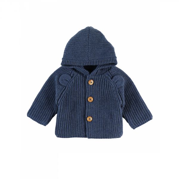 Mantelet tricot bio Navy 1 mois