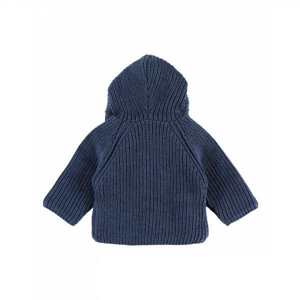 Mantelet tricot bio Navy 1 mois