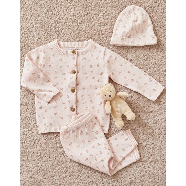 Gilet tricot Rose feuilles 9 mois