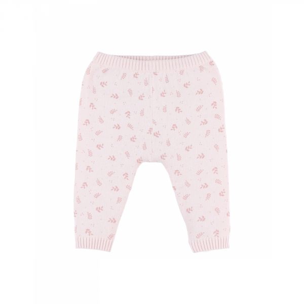 Pantalon tricot Rose feuilles 6 mois