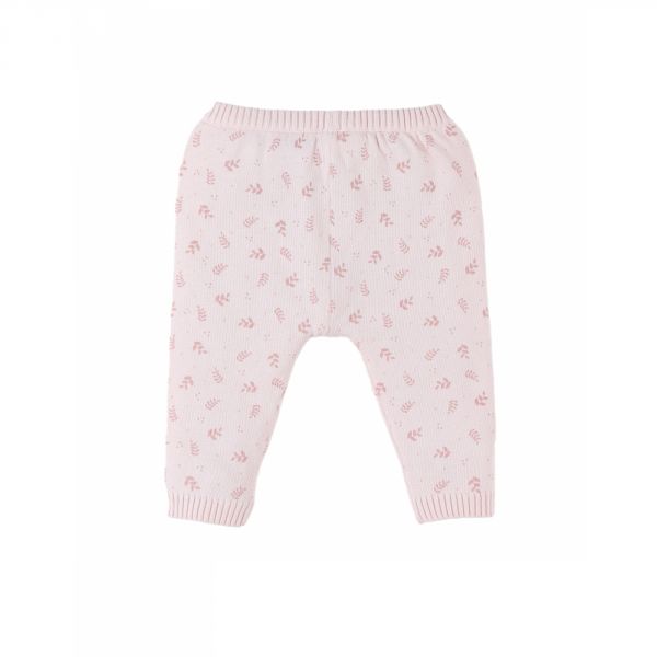 Pantalon tricot Rose feuilles 6 mois