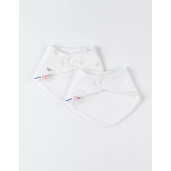 Lot de 2 bavoirs bandana écru éléphants