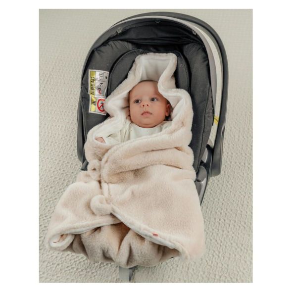 Couverture promenade fausse fourrure bébé Beige