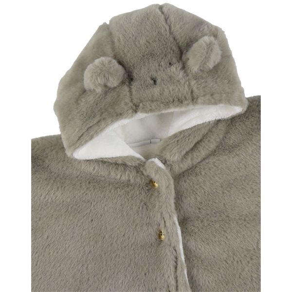 Poncho bébé en fausse fourrure 6-12M - Kaki