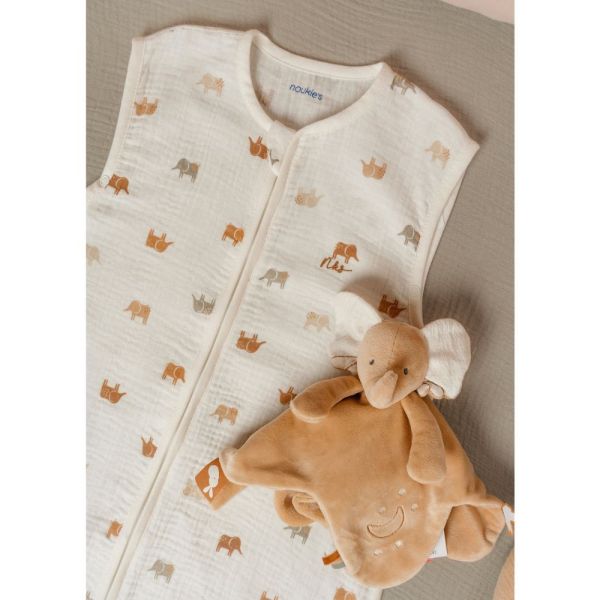 Gigoteuse été 70 cm en mousseline de coton - Elephants