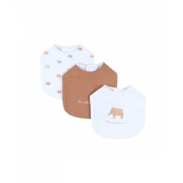 Lot 3 bavoirs mousseline - Elephants