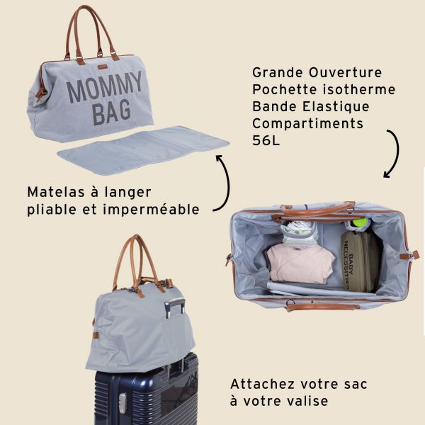 Sac à langer Mommy Bag Canvas Gris