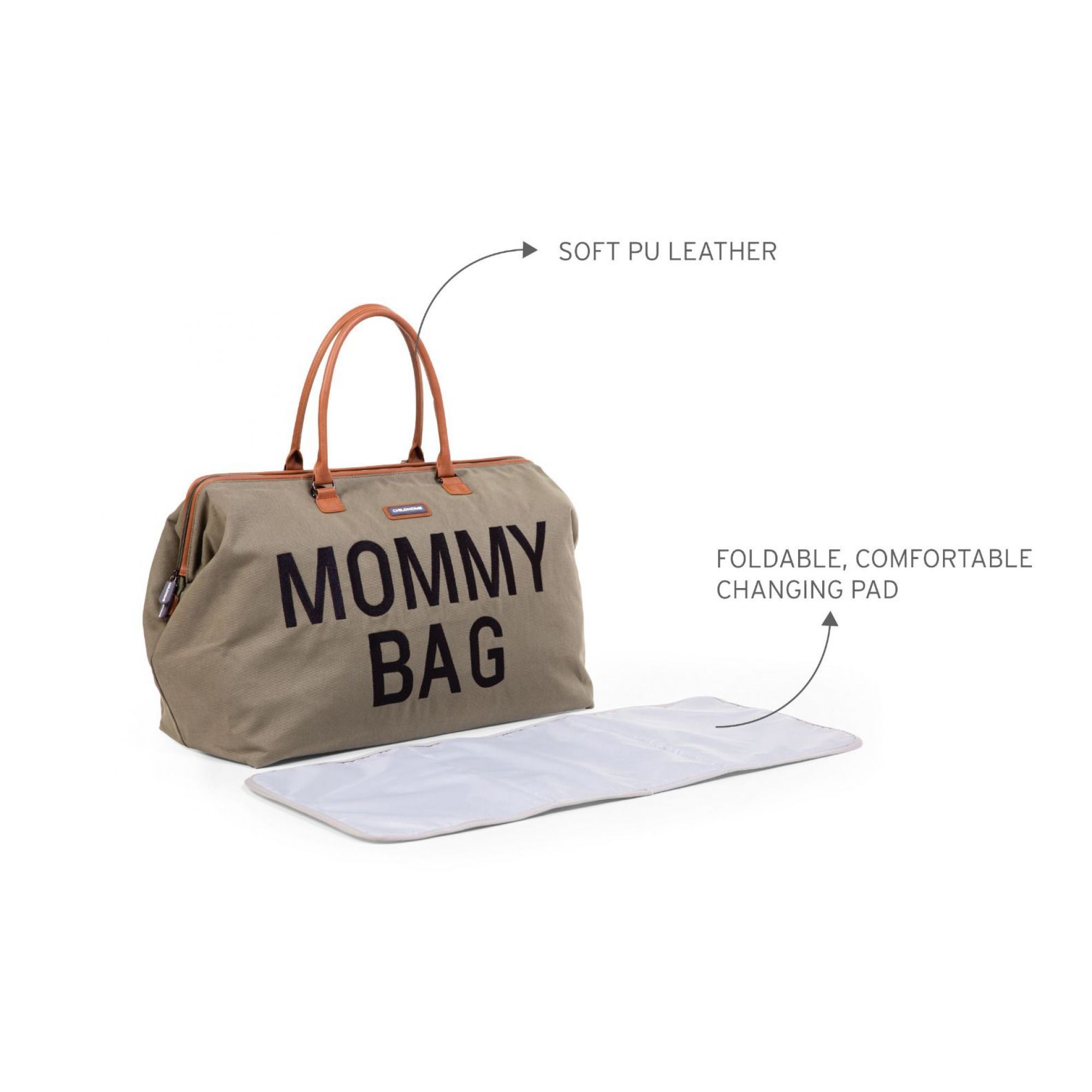 Sac à langer à anses Mommy bag matelassé kaki : Childhome