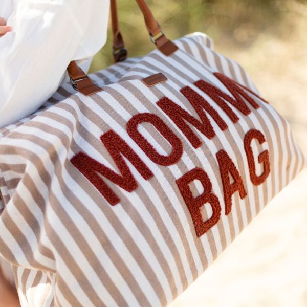 Sac à langer Mommy Bag rayures Nude et Terracotta