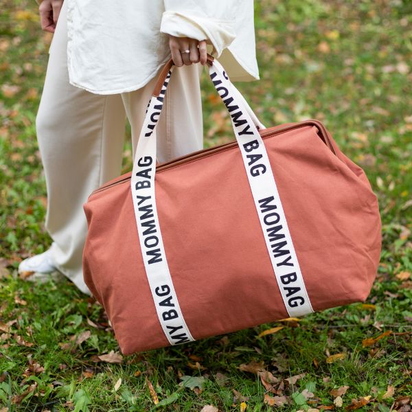 Sac à langer mommy bag signature canvas terracotta