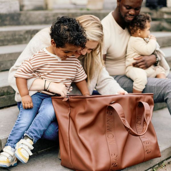 Sac à langer Mommy Bag Signature Simili cuir Marron foncé